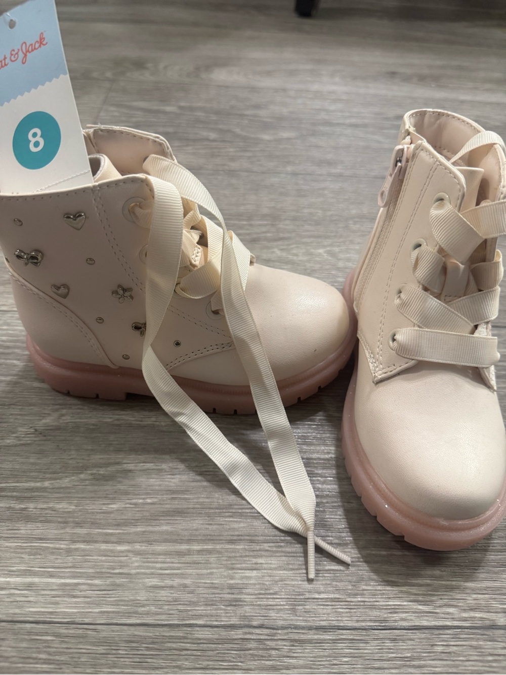 Toddler girl cream boots 8C NWT